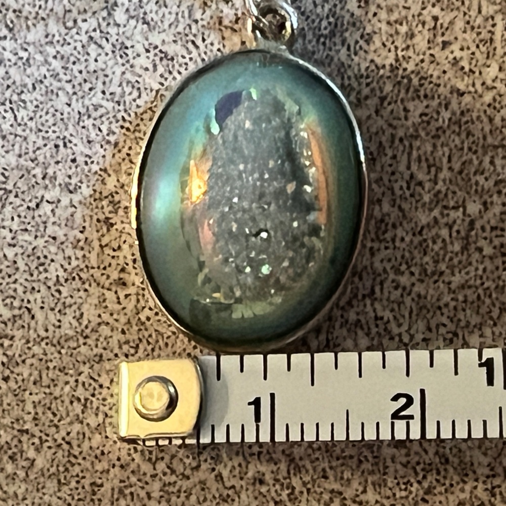 Genuine blue-green agate druzy earrings in 925 Sterling Silver. Exquisite! - Picture 4 of 6